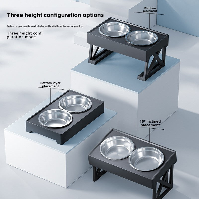 Adjustable Elevated Pet Bowl Stainless Steel