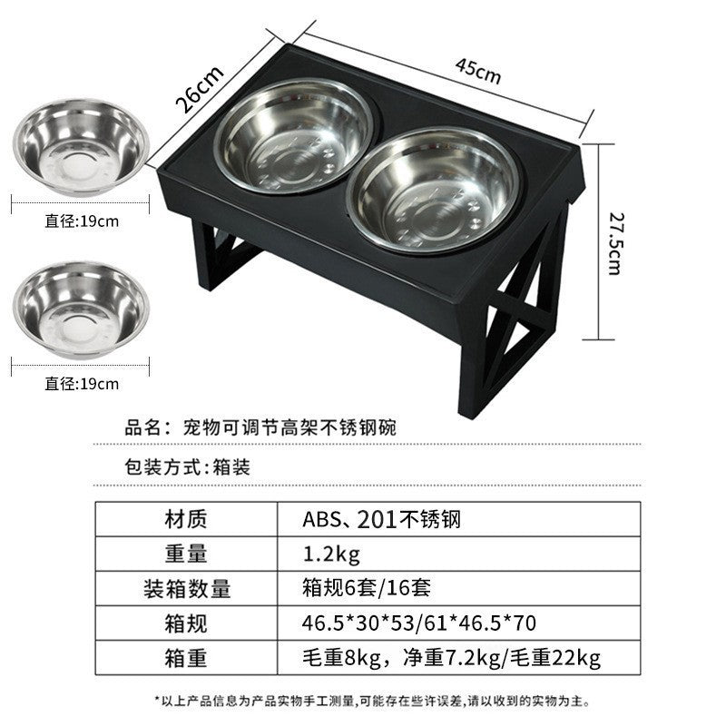 Adjustable Elevated Pet Bowl Stainless Steel