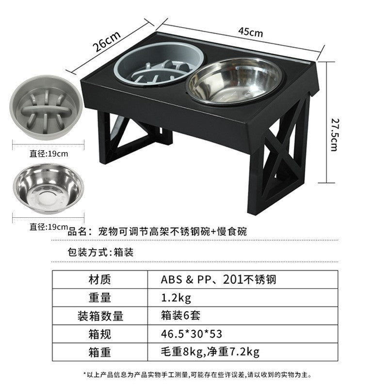 Adjustable Elevated Pet Bowl Stainless Steel