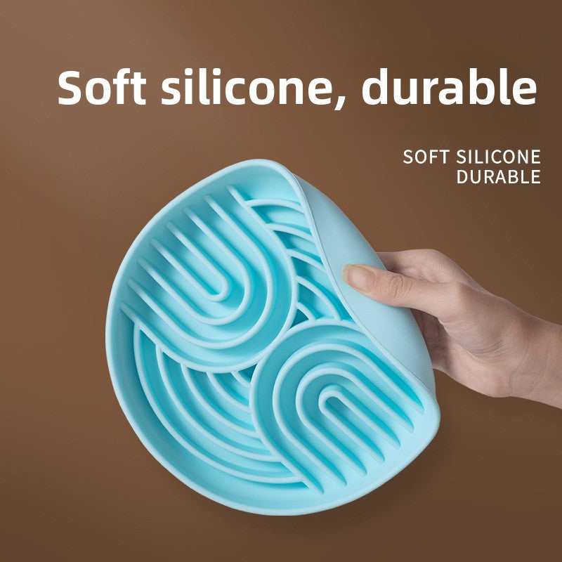Silicone Slow Feeder Pet Bowl with Suction Base