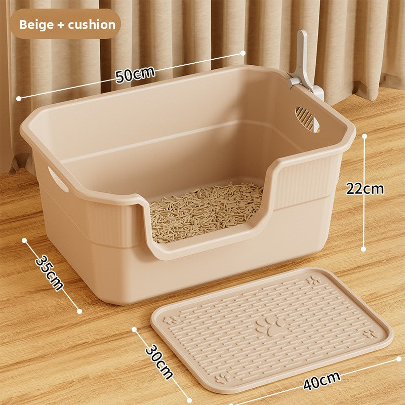 Extra Large Open Cat Litter Box Semi-Enclosed Pet Toilet